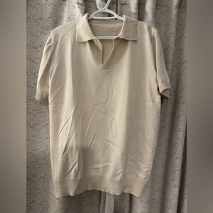 Men's Cream Sweater Polo Shirt